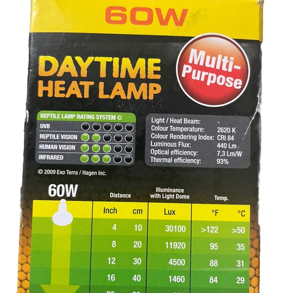 Lot of 2 EXO-TERRA 60w Daytime Heat Lamp Bulbs for Reptiles/ Snakes Terrarium - Picture 7 of 7